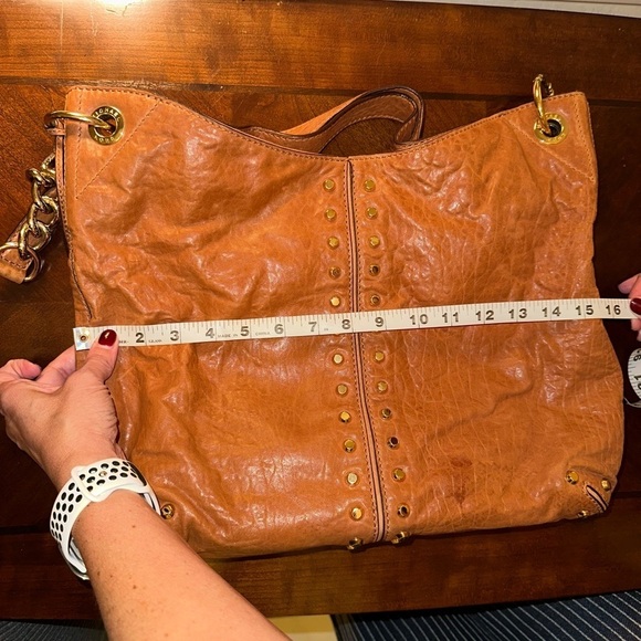 Michael Kors Luxe Studded Leather Hobo Bag - Brown Bohemian Chic Oversized NWT - Picture 13 of 16